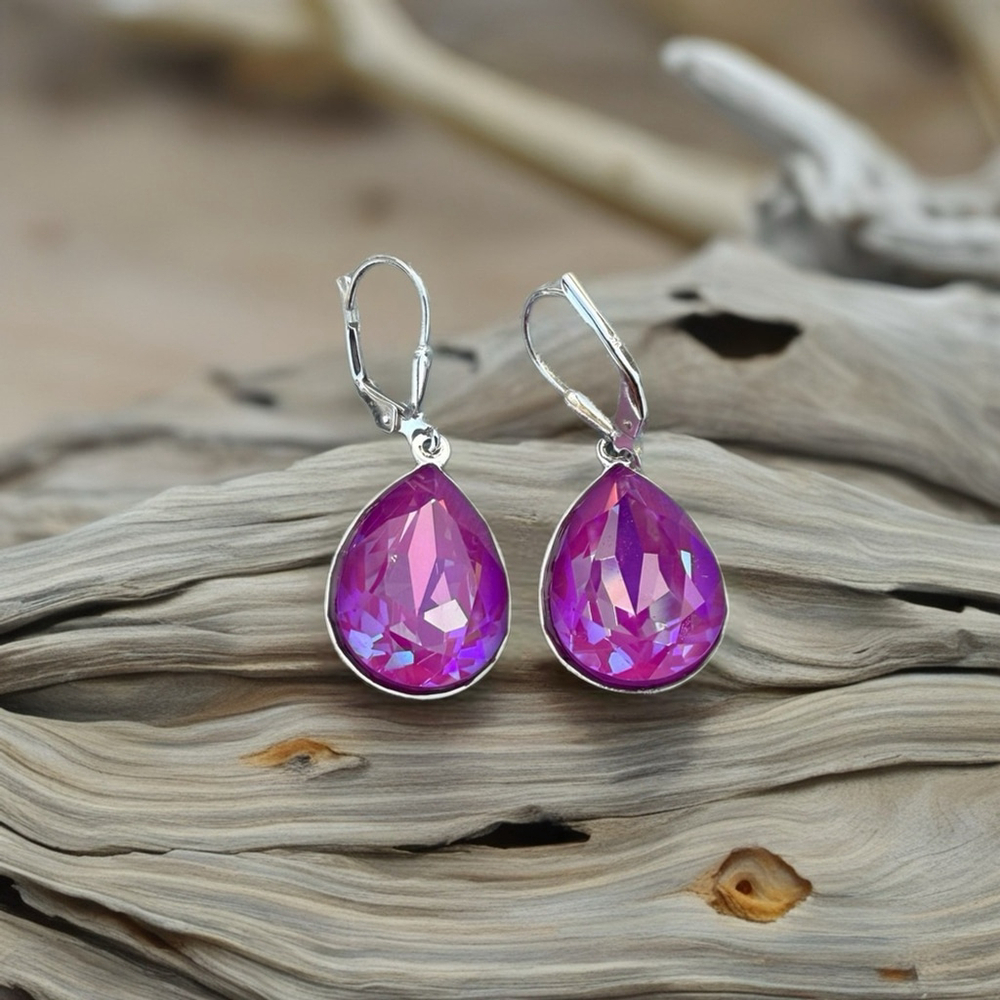 Handcrafted earrings with Swarovski crystal crystal color ultra jasmine - Picture 3 of 6